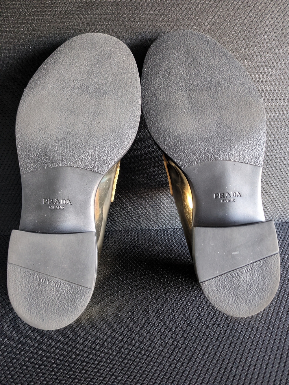 Prada Women’s Metallic Gold Leather Loafers - Picture 13 of 16